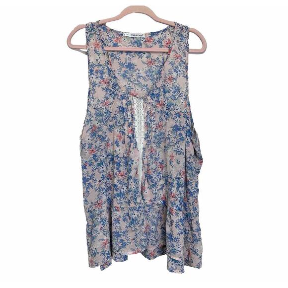Maurices Women's 3X Multi Floral Babydoll Tank Plus Size Top Sheer Cottage Flowy - Picture 1 of 8
